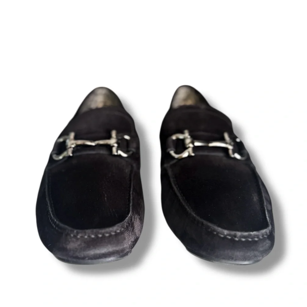 Ferragamo Parigi Gancini Bit Driver Black Nubuck Loafer Men’s 7 N (US 8) Italy